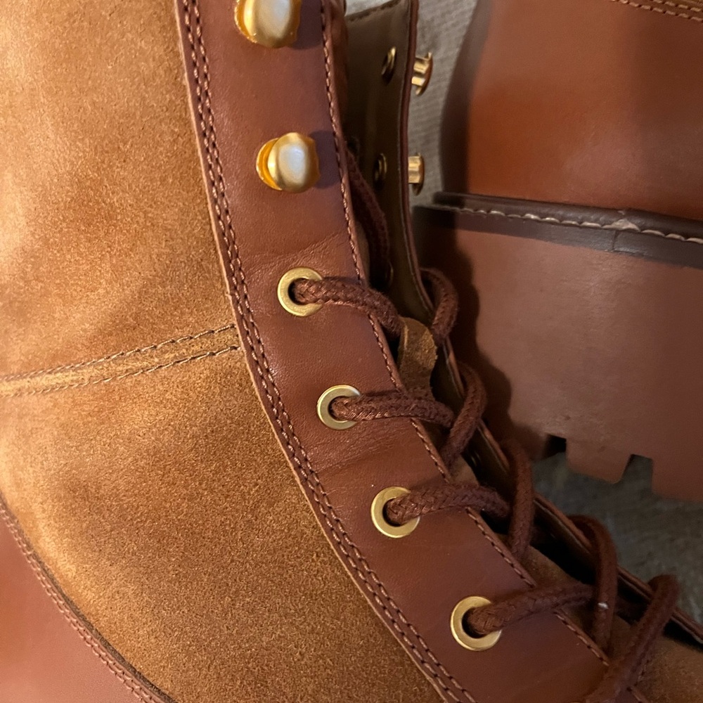 Sam Edelman Elliot combat boot Brown Lace-Up and side zip platform Lug Boots. - Picture 12 of 14